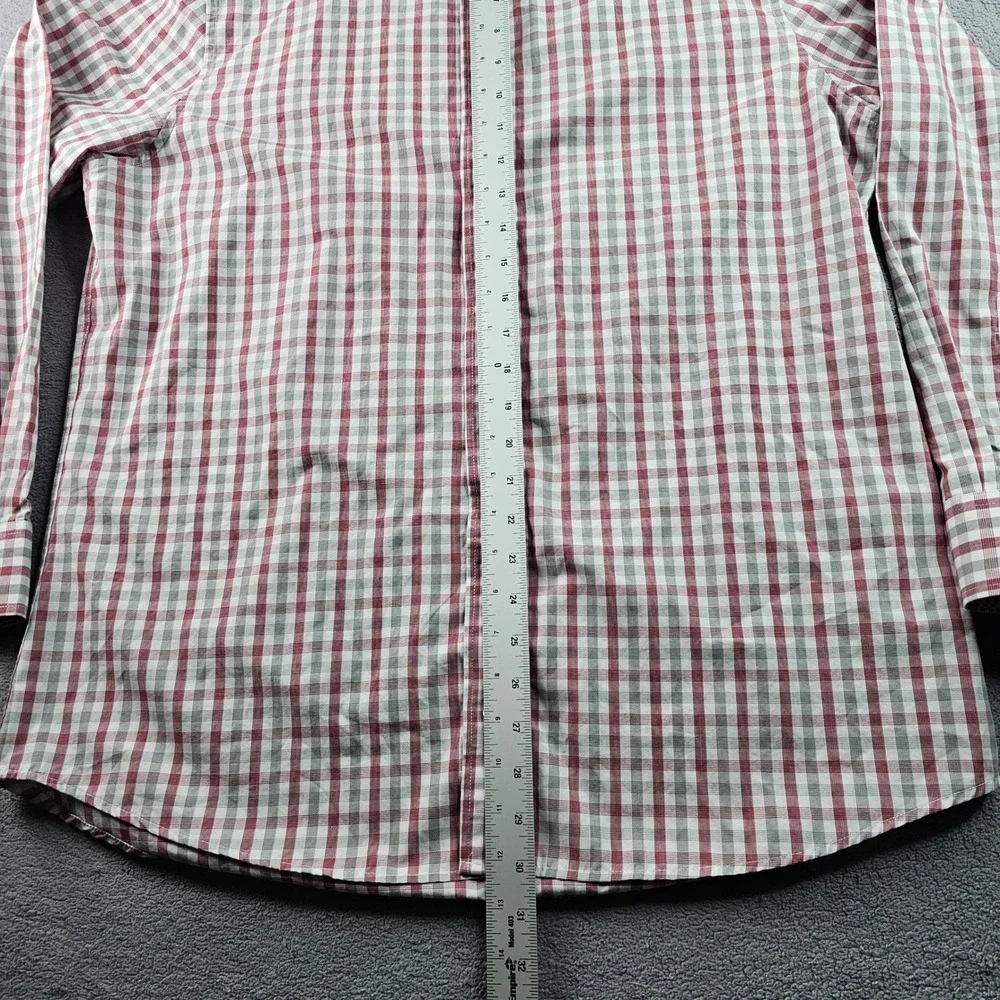 Nick Graham Dress Shirt Men's L Red Gray Gingham Modern Fit Collared Button Down